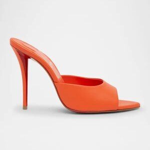 Christian Louboutin MISS Z MULE 100 Leather Sandals Heels Shoes Magma
